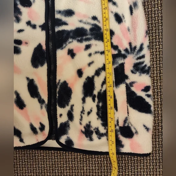 Gap Women's M Pink/Navy Tie-dye Zip-Up Sherpa Fleece Jacket - Picture 8 of 8